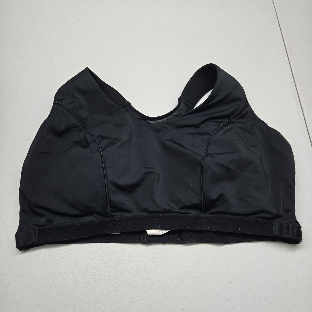 Cacique Women Sports Bra 42D Black Wireless Mesh Wide Strap Racerback